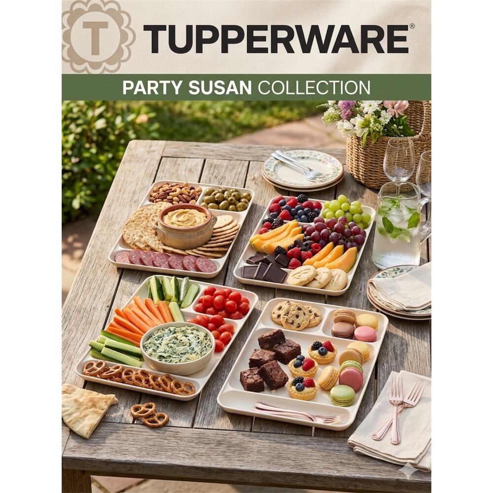 Vintage Tupperware Party Susan Divided Trays - Set of 4